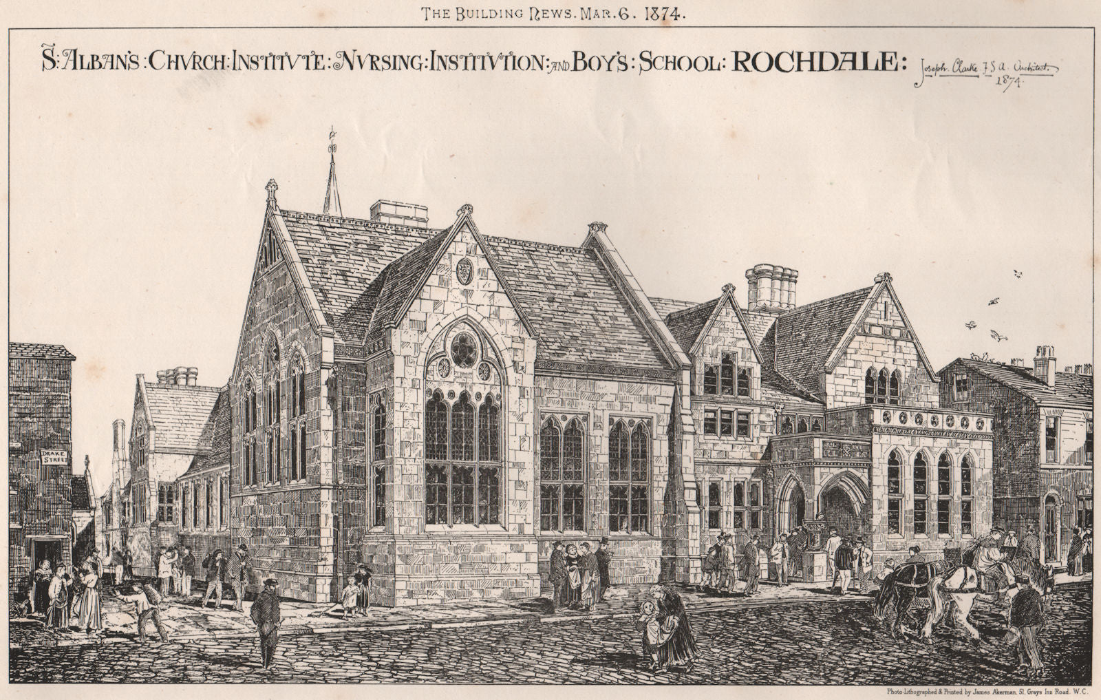 St. Alban's Church Institute & Boy's School, Rochdale; Joseph Clarke Archt 1874